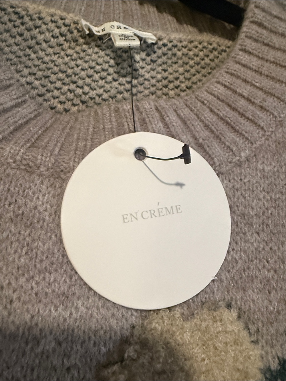NWT En Creme Gray Cloud Flower Floral Crewneck Sweater - Picture 9 of 9